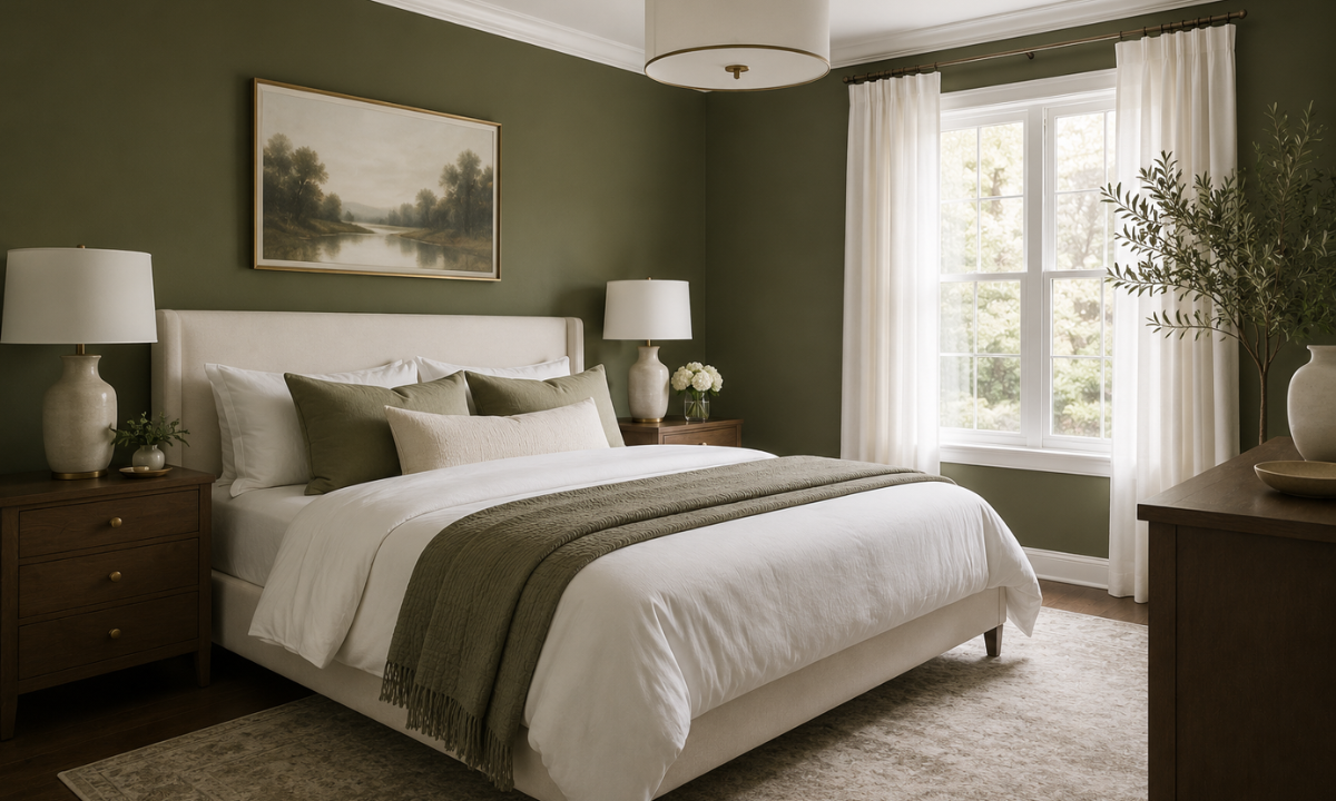 Olive Green and White