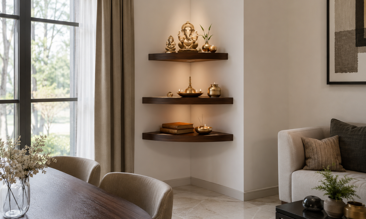  Corner Tiered Floating Shelf