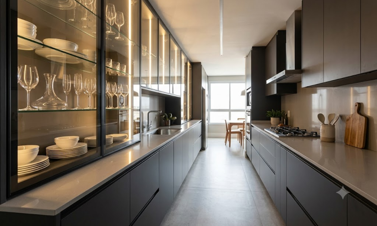 Glass-Front Parallel Kitchen