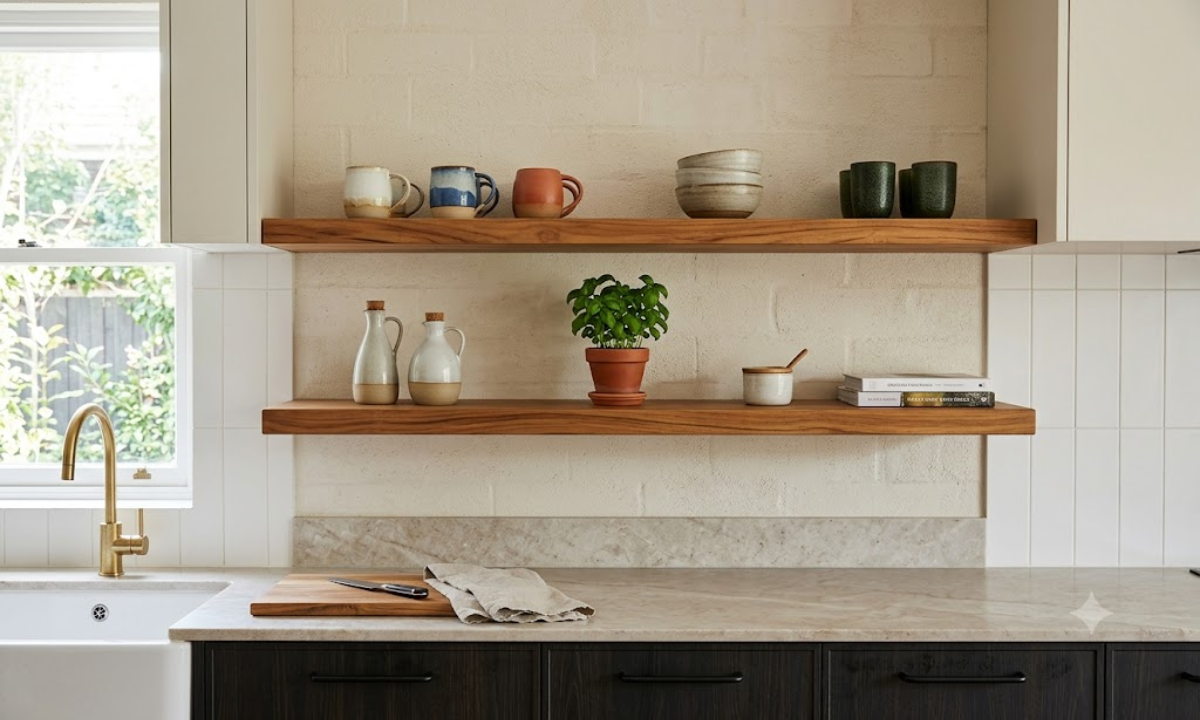 Floating Timber Shelves