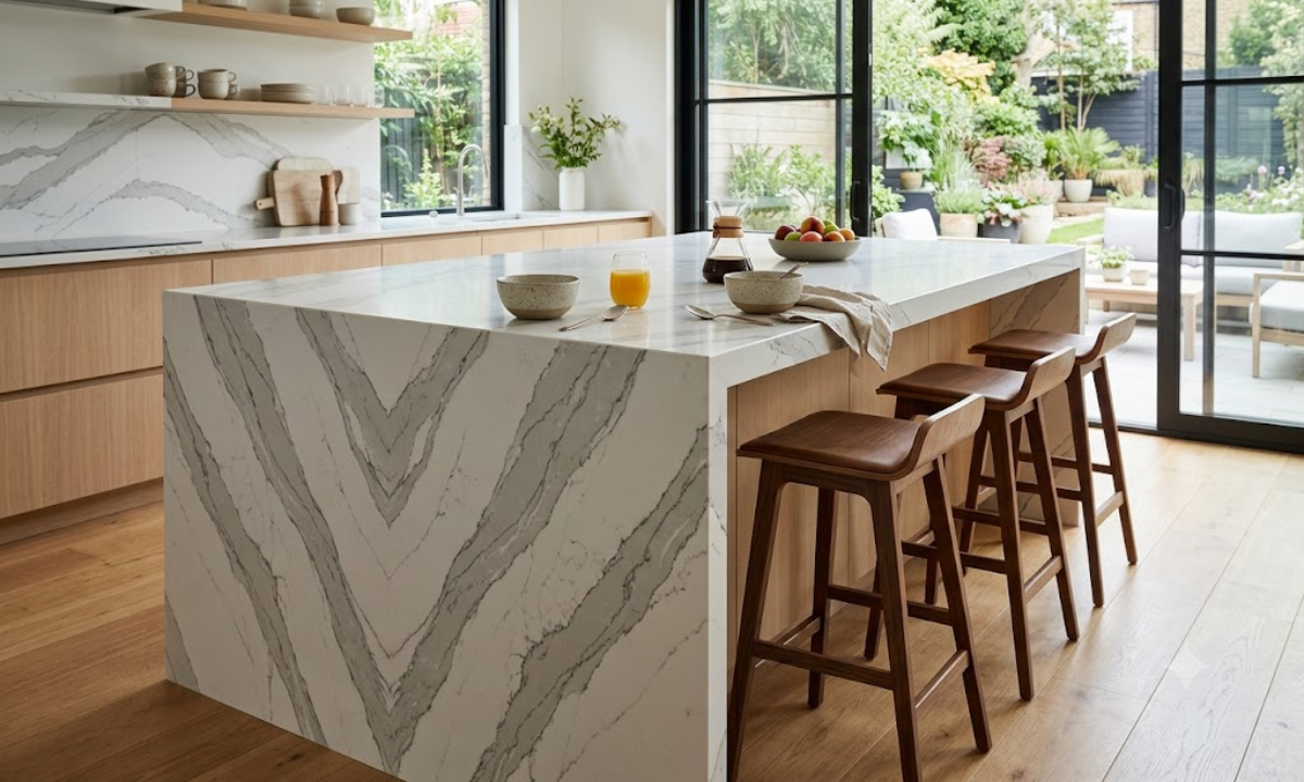Quartz Waterfall Breakfast Bar