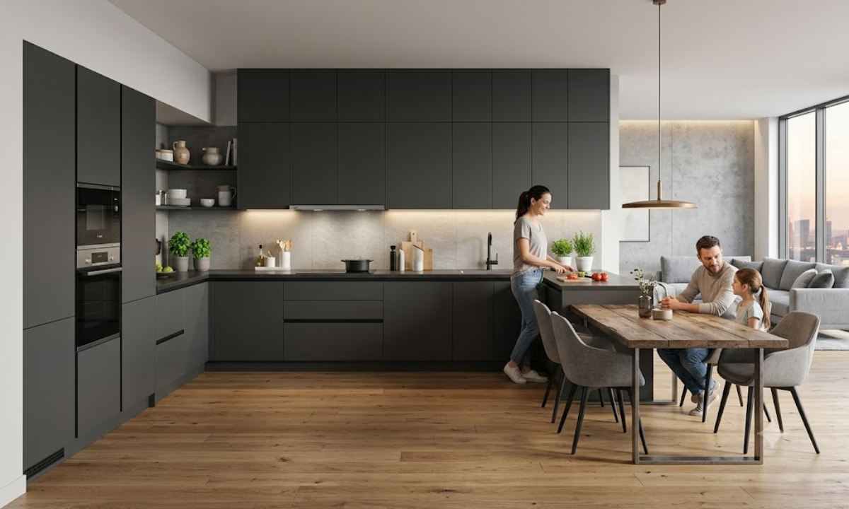 Open-Concept L-Shaped kitchen design