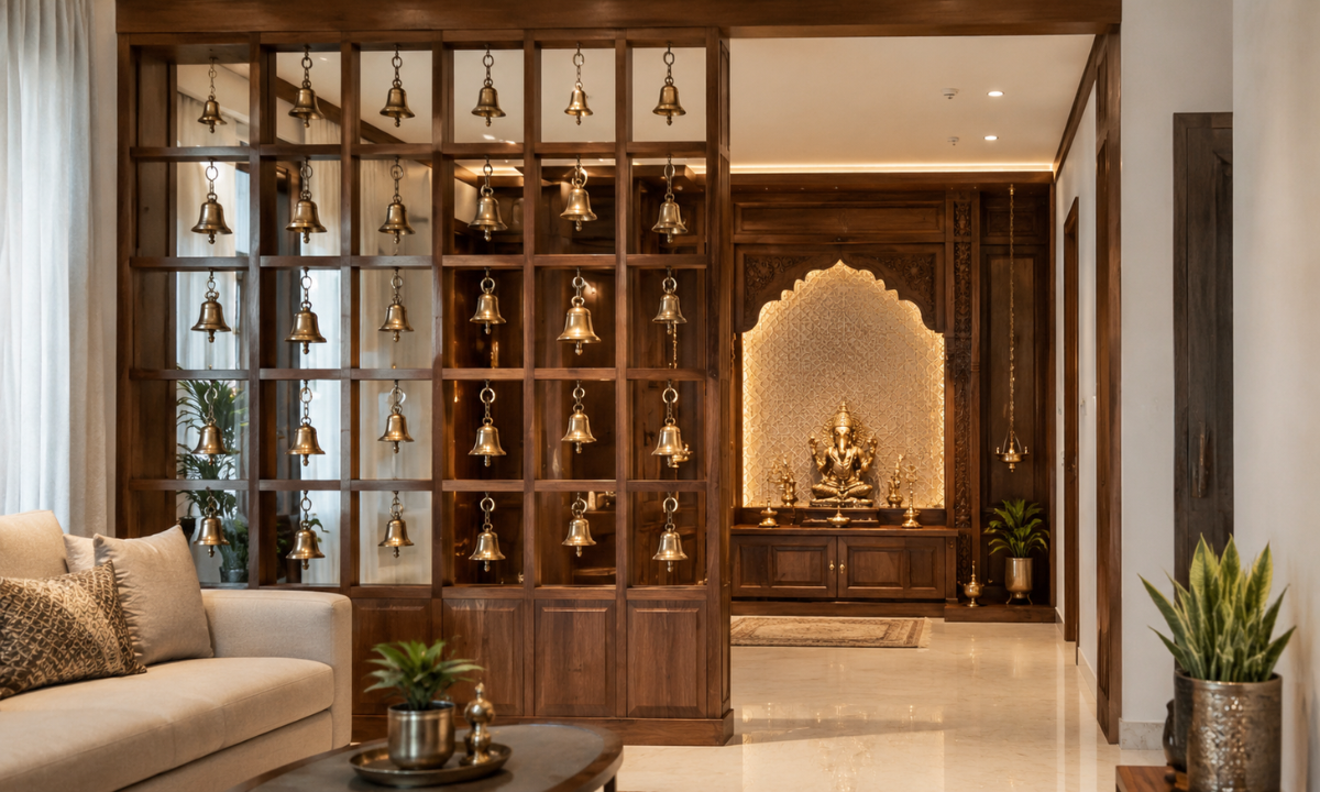 Traditional Bell-Adorned Room Dividers