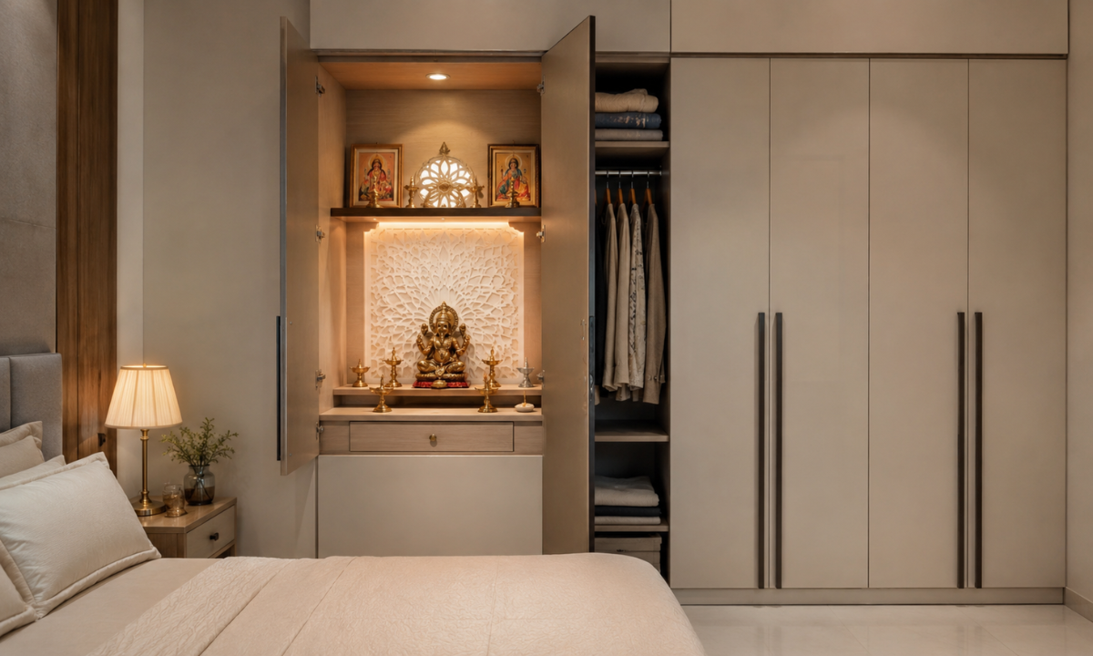 Wardrobe-Integrated Pooja Units