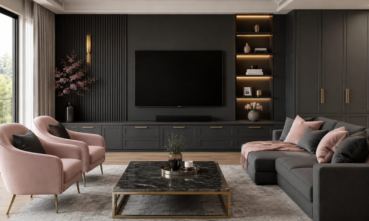 Charcoal, Blush & Brushed Brass