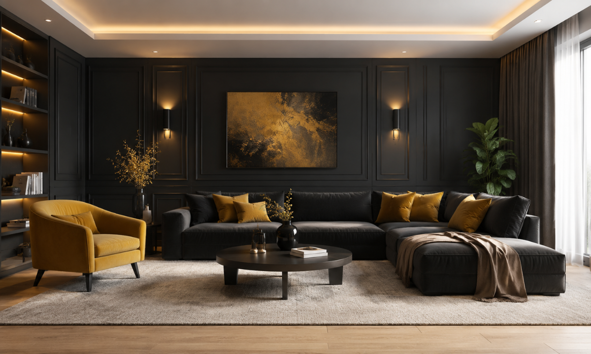 Charcoal Grey & Ochre Gold