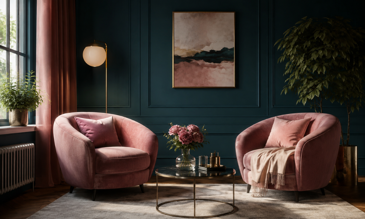 Deep Teal & Dusty Rose