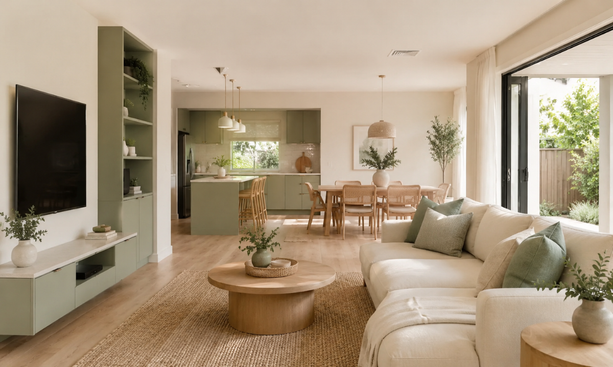 Sage Green & Soft Warm Cream