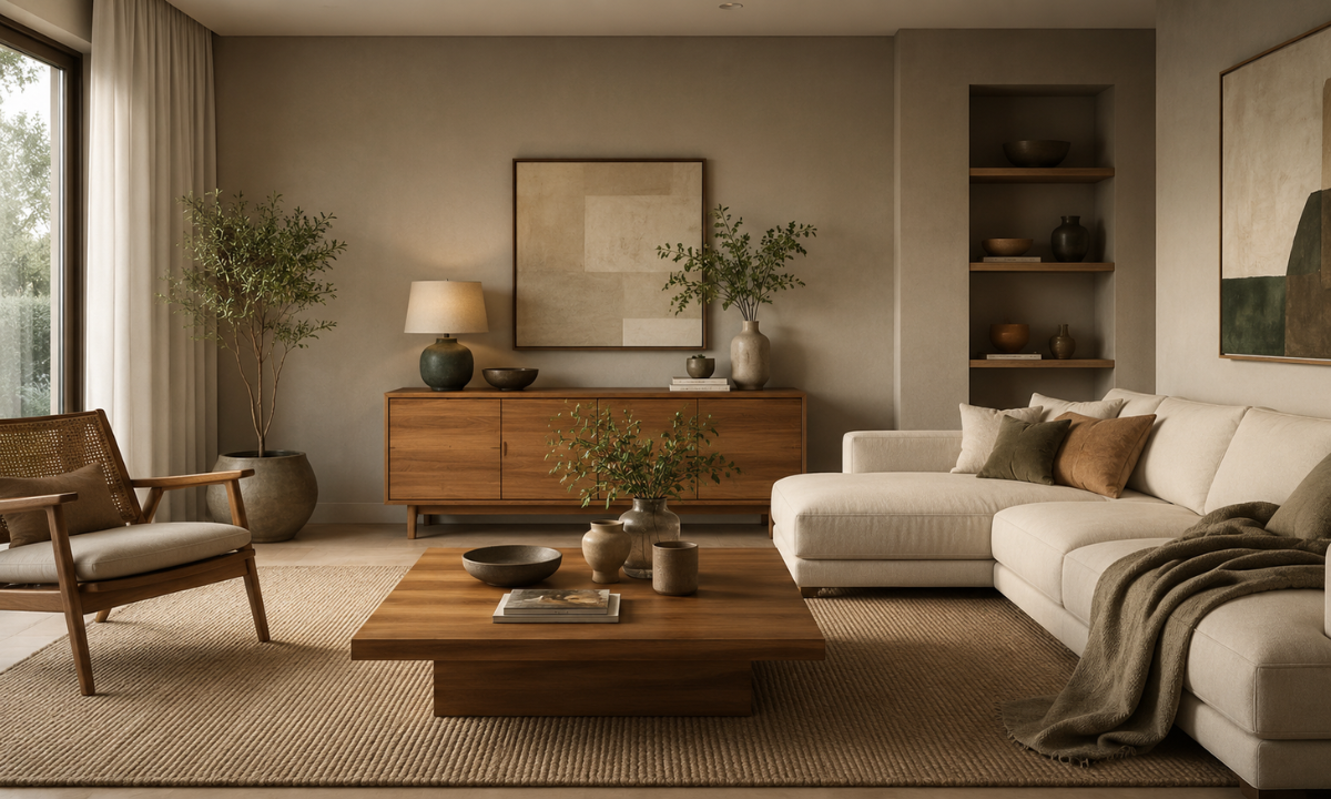 Warm Greige & Natural Wood Tones