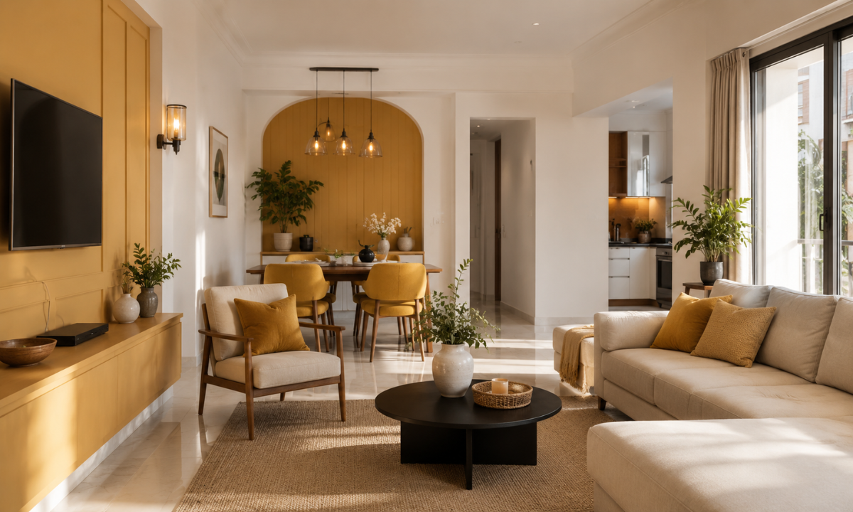 Warm Ochre & Crisp Ivory
