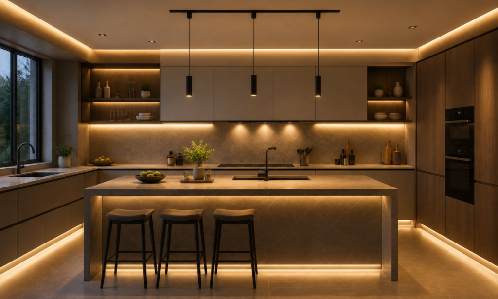 Multi-tiered architectural lighting with task illumination