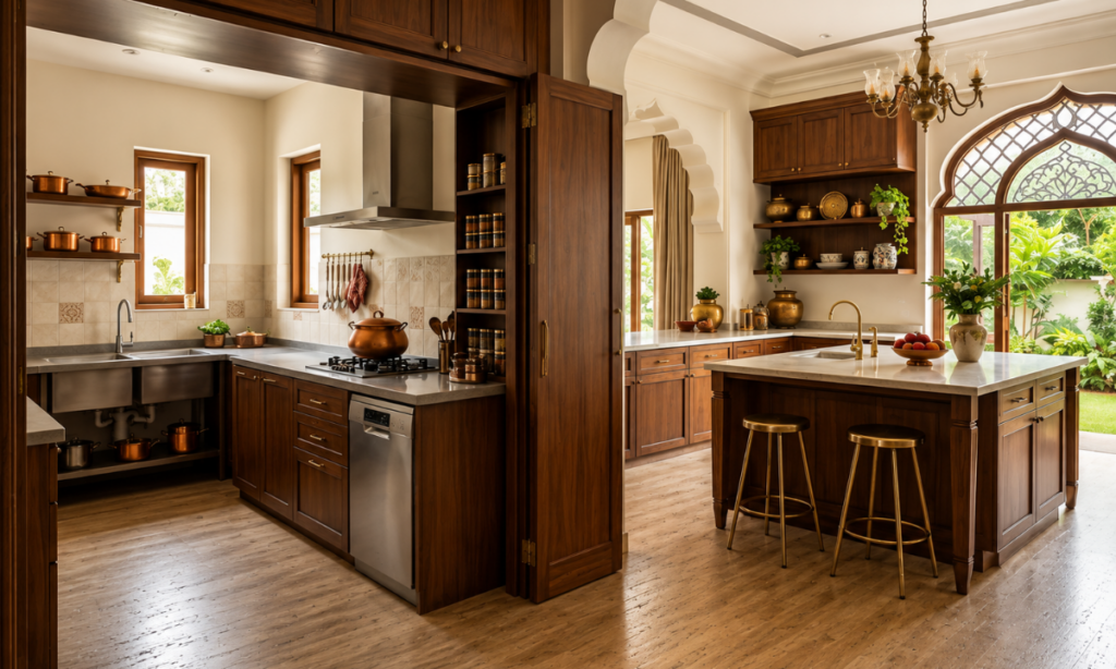 Concealed wet kitchen with butler’s scullery